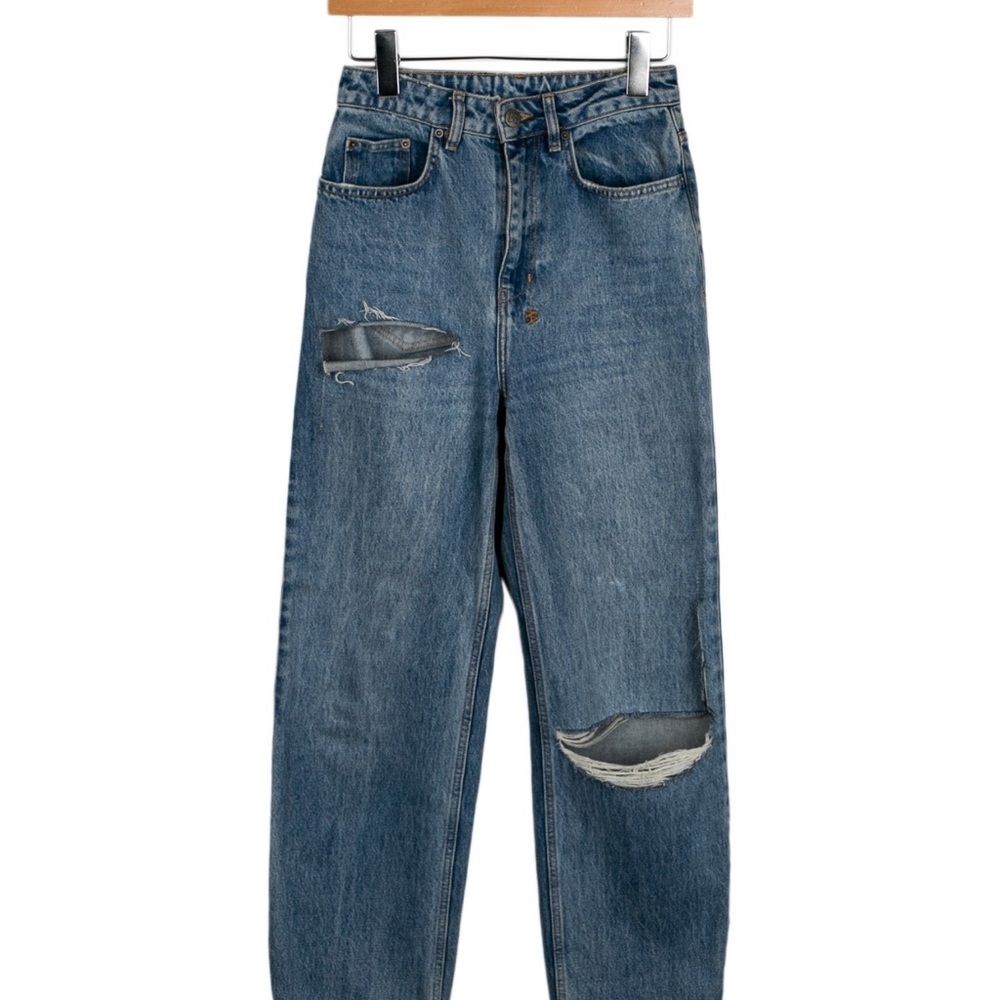 Ksubi High-Rise Stright Leg Distressed Jeans